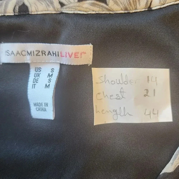 Isaac Mizrahi Live Midi Dress Women Size Small Black Gray Floral Pleated V-Neck - Picture 4 of 10